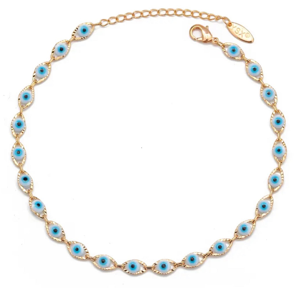 LIGHT BLUE EVIL EYE ANKLET