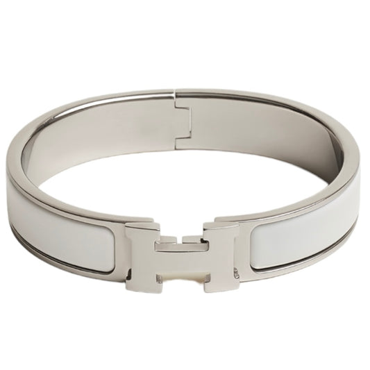 SILVER - PLATED WHITE CLIC H BRACELET