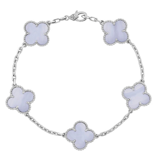 LAVENDER SILVER CLOVER BRACELET