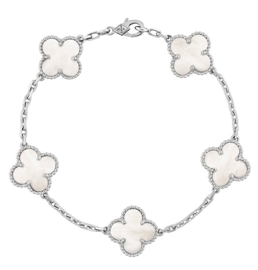 SILVER PEARL CLOVER BRACELET