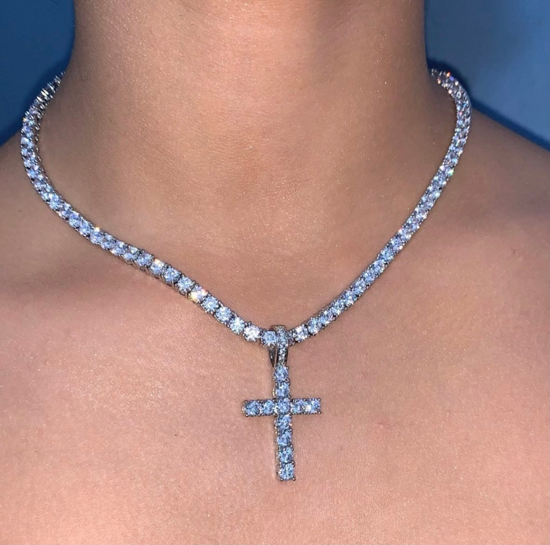 DIAMANTÉ CROSS NECKLACE